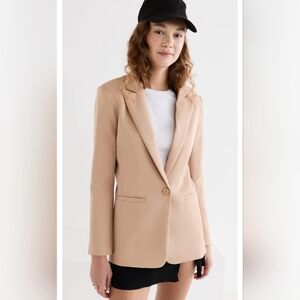 ENGLISH FACTORY Beige Tan Nude Single Breasted Blazer Medium Workwear Chic
